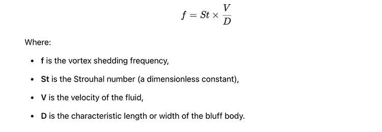 Formule de la fréquence de détachement des vortex